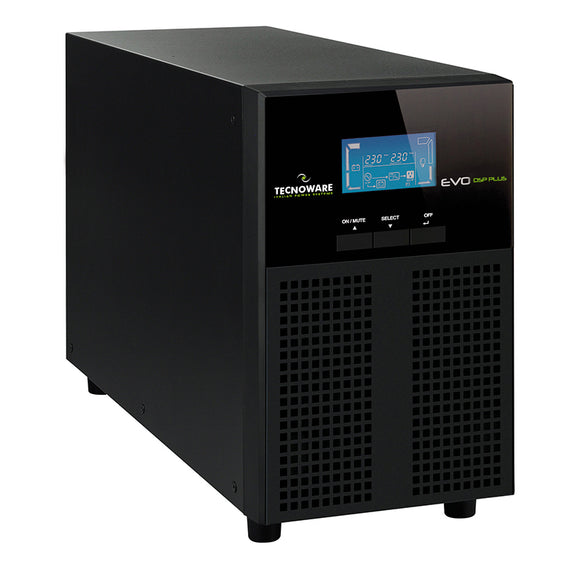 UPS EVO DSP PLUS 2400 PF 0,9 TOGETHER ON angled front view of device